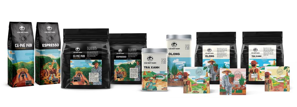CÂU CHUYỆN ĐẰNG SAU BAO BÌ SẢN PHẨM TRÀ VÀ CÀ PHÊ CẦU ĐẤT FARM