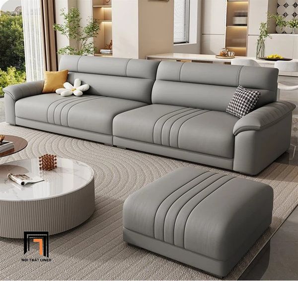 sofa, ghế sofa, bộ ghế sofa, ghế sofa da giả màu xám ghi, bộ ghế sofa 2m4 phòng khách hiện đại, sofa trẻ trung