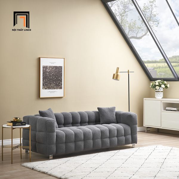 sofa băng, sofa văng, ghế sofa vải lông cừu, sofa 2m, sofa màu xám đậm, ghế sofa cao cấp, sofa cho sảnh chờ
