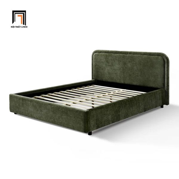 giường, giường ngủ vải nỉ xanh lá, giường ngủ 1m6 x 2m, giường ngủ kiểu dáng hiện đại, giường ngủ sang trọng