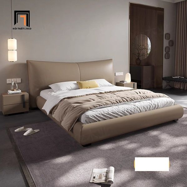 giường, giường ngủ, giường bọc da hiện đại, giường ngủ 1m6 x 2m, giường ngủ sang trọng