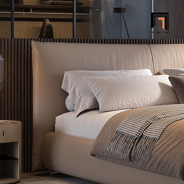 giường ngủ, giường bọc da, giường ngủ cao cấp, giường ngủ sang trọng 1m6 x 2m, giường ngủ chung cư
