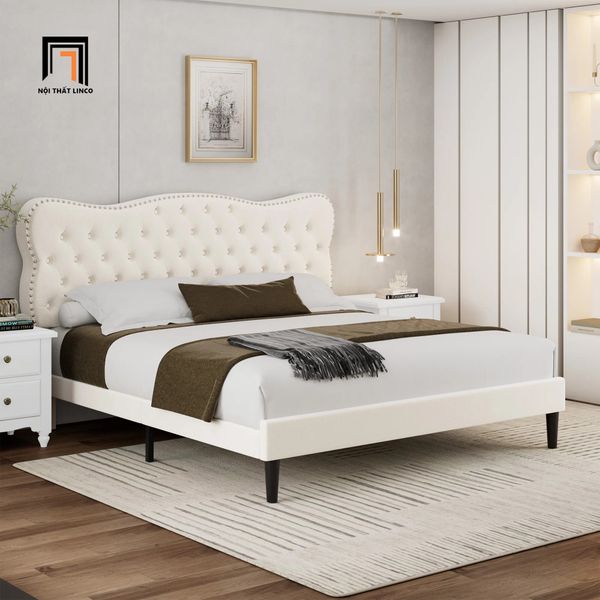 giường, giường ngủ, giường ngủ màu đen vải nhung, giường ngủ 1m6 x 2m, giường ngủ xinh xắn