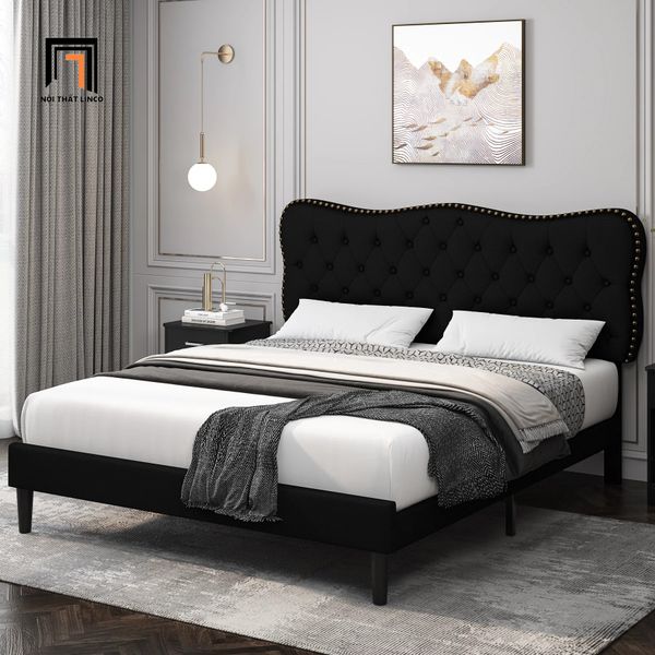 giường, giường ngủ, giường ngủ màu đen vải nhung, giường ngủ 1m6 x 2m, giường ngủ xinh xắn