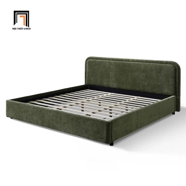 giường, giường ngủ vải nỉ xanh lá, giường ngủ 1m6 x 2m, giường ngủ kiểu dáng hiện đại, giường ngủ sang trọng