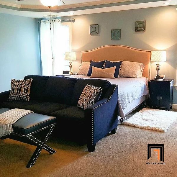 sofa băng, sofa văng, ghế sofa băng dài 2m, sofa băng đóng nút đinh dù bạc, ghế sofa phòng khách đẹp