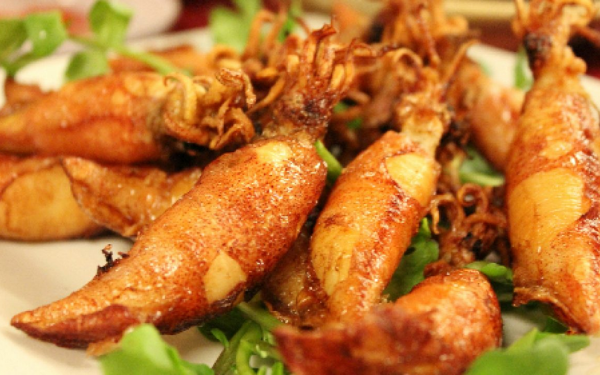 Mực ống chiên mắm