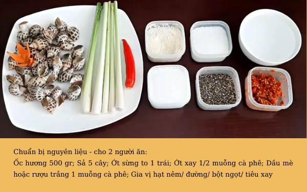 Nguyên liệu làm ốc hương hấp sả