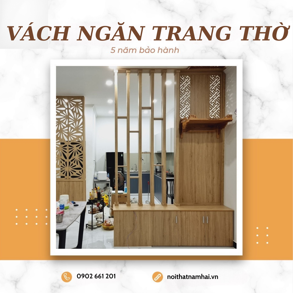 Vách lam gỗ kết hợp trang thờ - Những ý tưởng thiết kế độc đáo