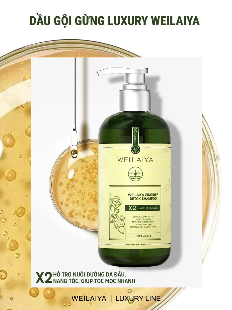 Dầu gội gừng detox hỗ trợ mọc tóc Weilaiya Zingiber Detox Shampoo
