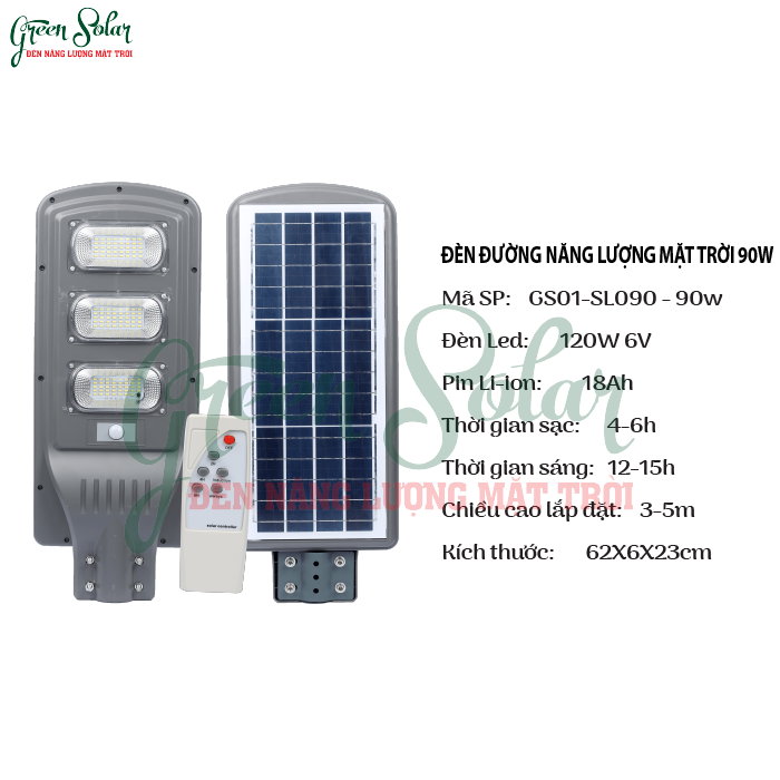 Đèn đường năng lượng mặt trời 90w