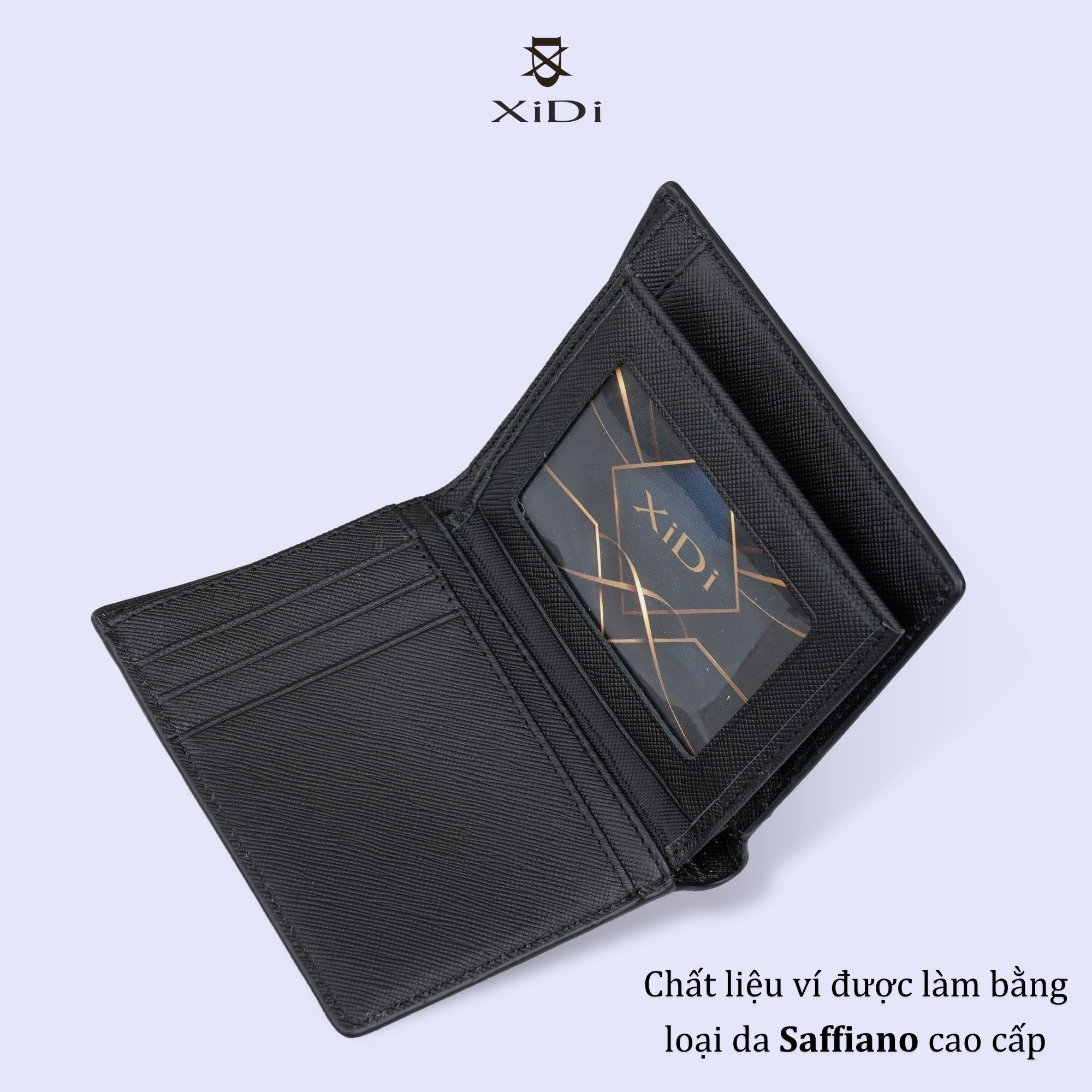 Ví đứng nam da bò saffiano cao cấp