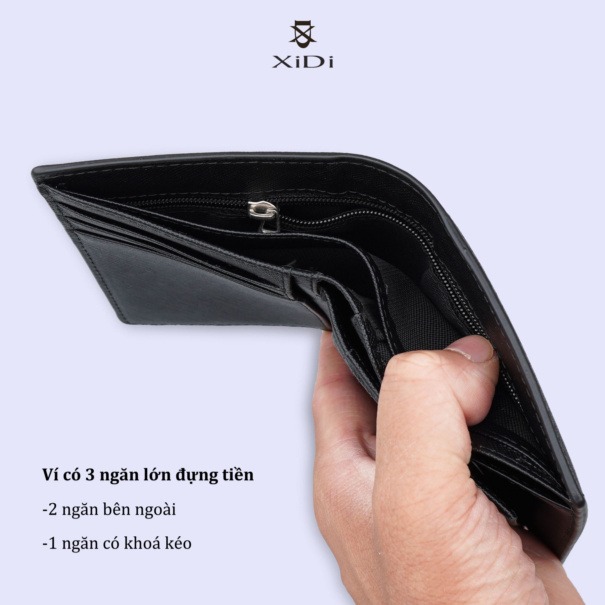 Ví đứng nam da bò saffiano cao cấp