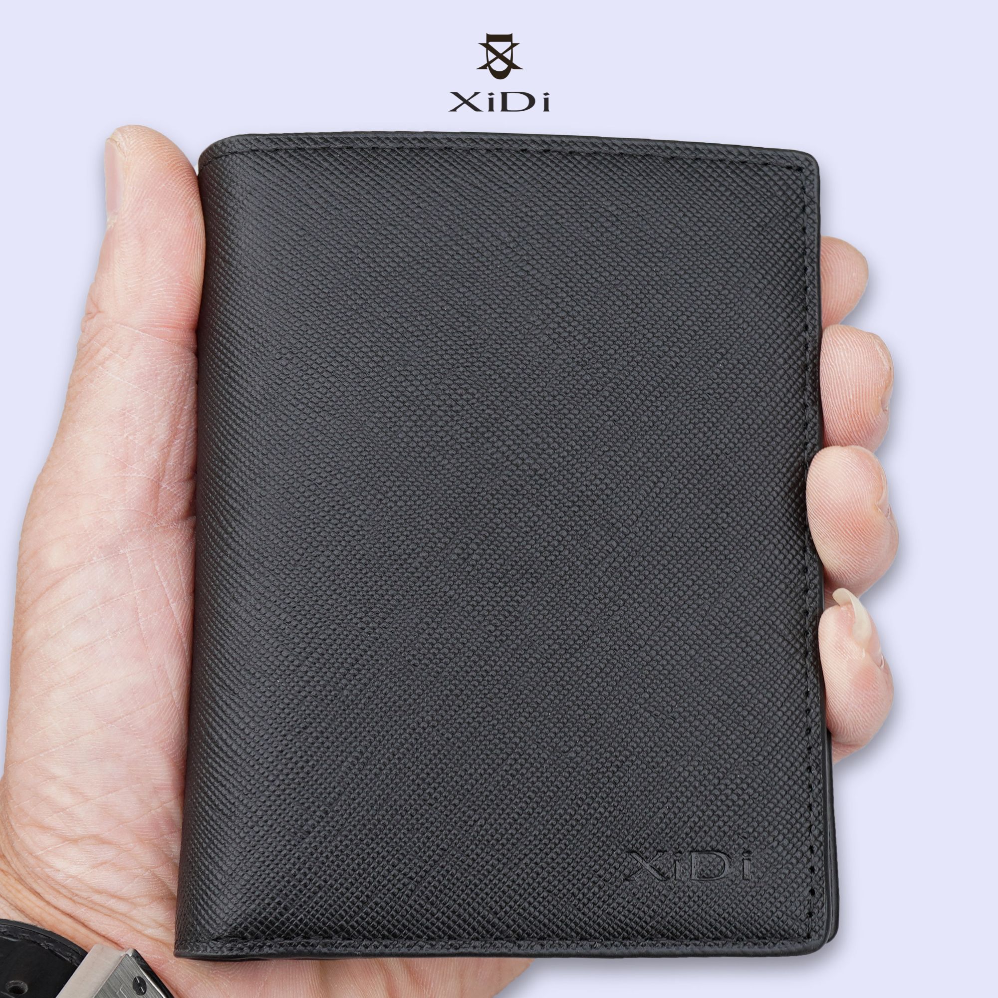 Ví đứng nam da bò saffiano cao cấp