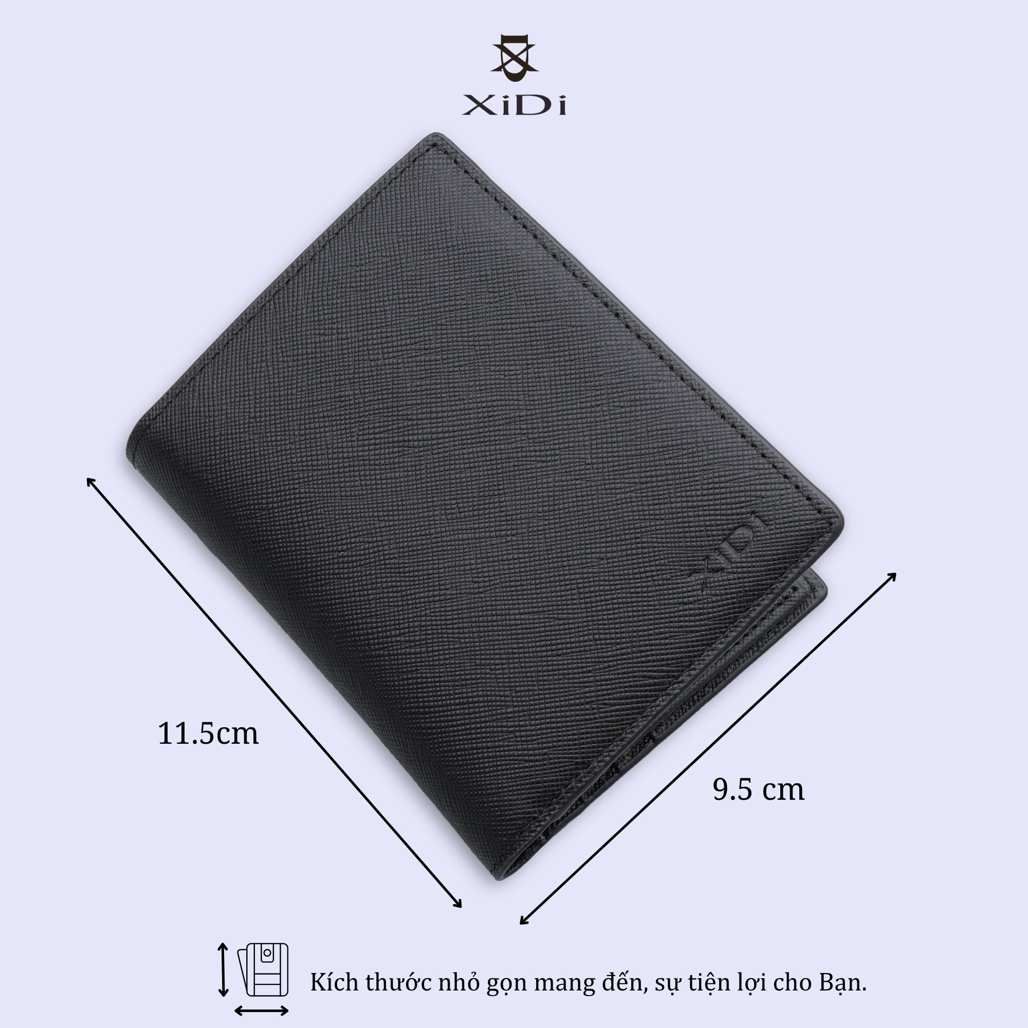 Ví đứng nam da bò saffiano cao cấp