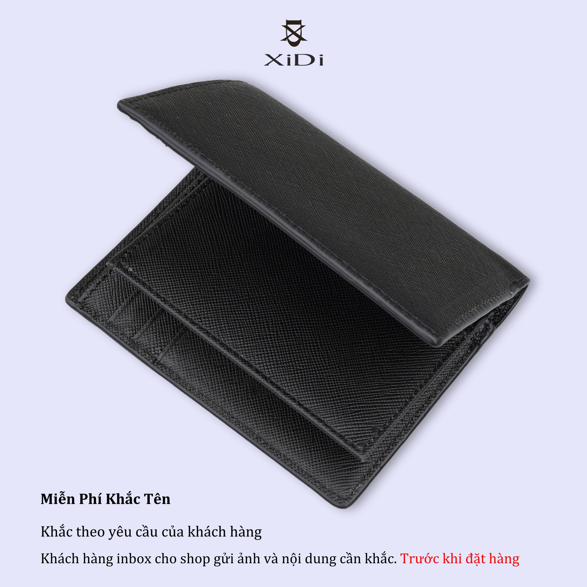 Ví đứng nam da bò saffiano cao cấp