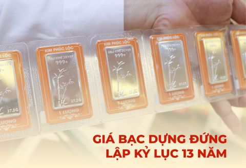 Giá bạc dựng đứng lập kỷ lục 13 năm, bạc trong nước tăng theo