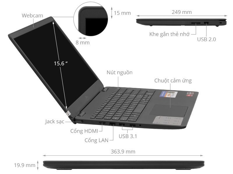 Laptop Dell Inspiron 3505 R3 (Y1N1T1)