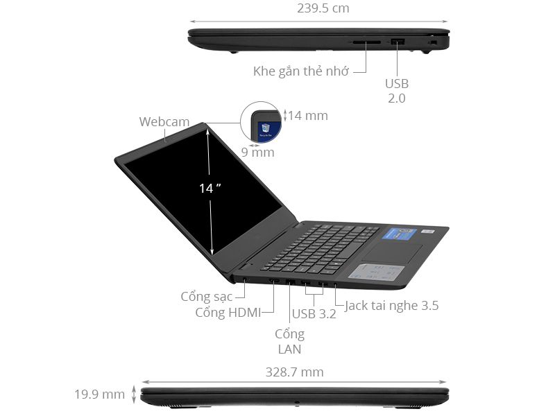 Laptop Dell Vostro 3400 (70253900)