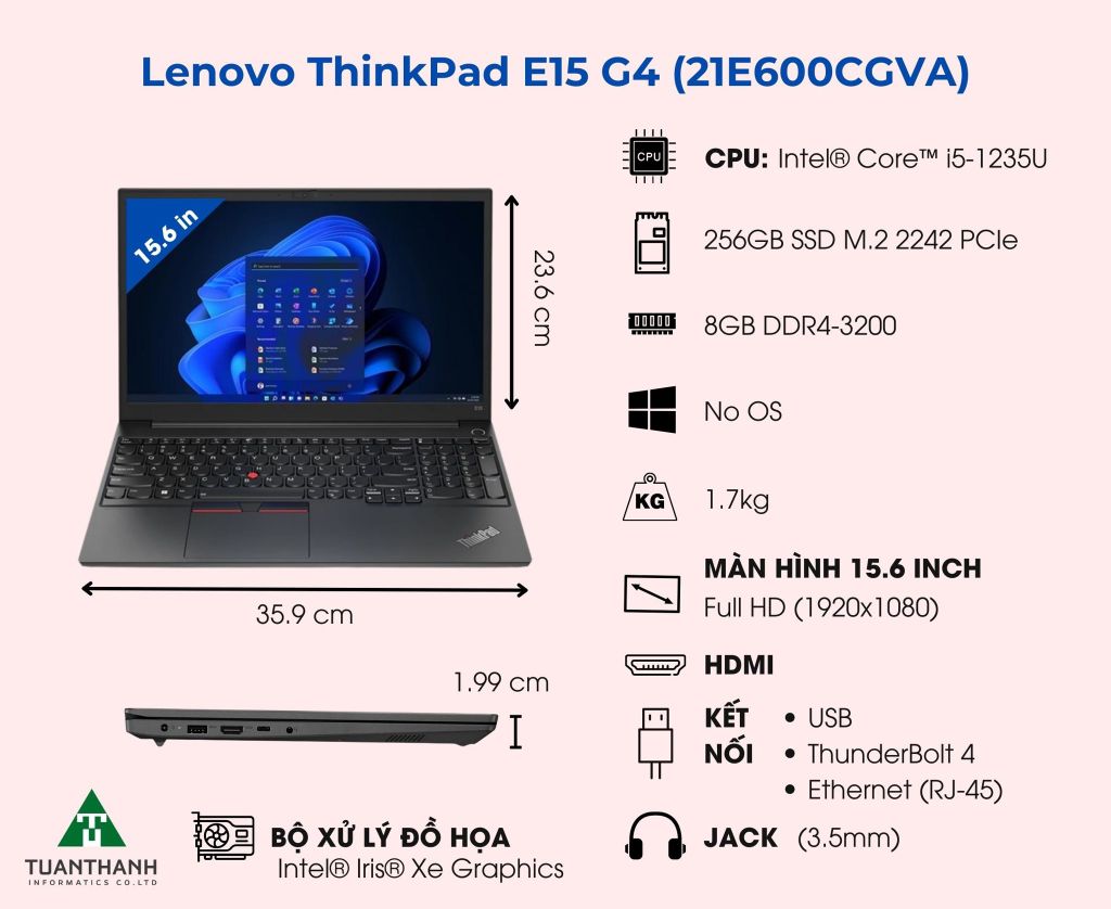 Đánh giá laptop Lenovo ThinkPad E15  i5-1235U G4 (21E600CGVA)