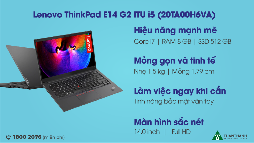 Laptop Lenovo ThinkPad E14 Gen 2-ITU i7 (20TA00H6VA)
