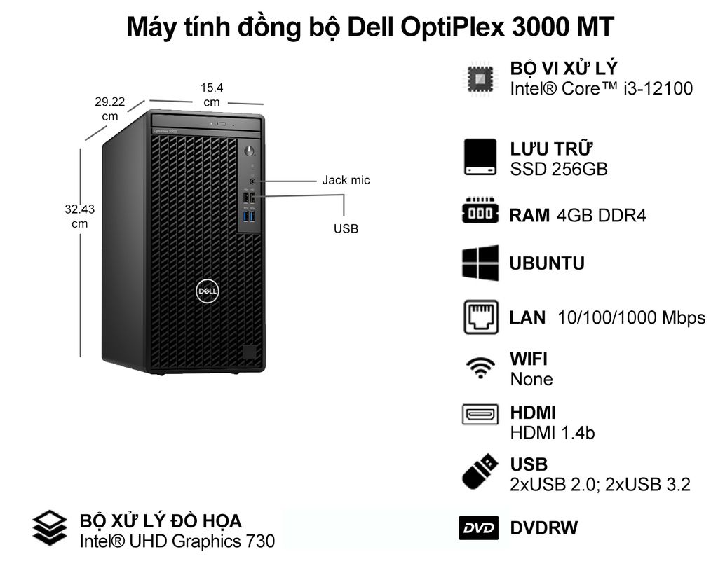 máy tính để bàn PC Dell OptiPlex 3000 MT