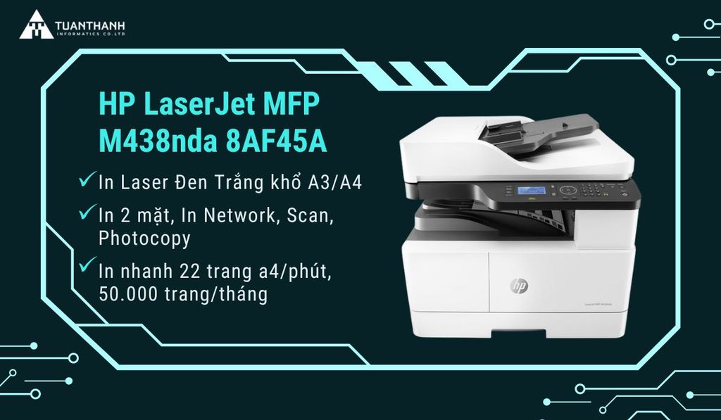 Tổng quan sản phẩm máy in A3 HP LaserJet MFP M438nda 8AF45A