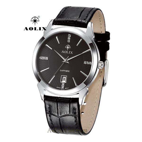 đồng hồ tình nhân dây da aolix al-9094