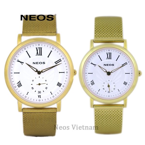 đồng hồ đôi dây da neos n-40675g