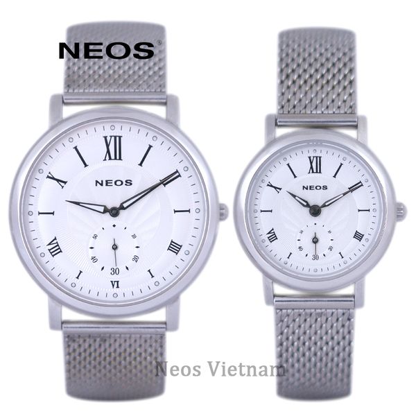 đồng hồ đôi dây da neos n-40675g