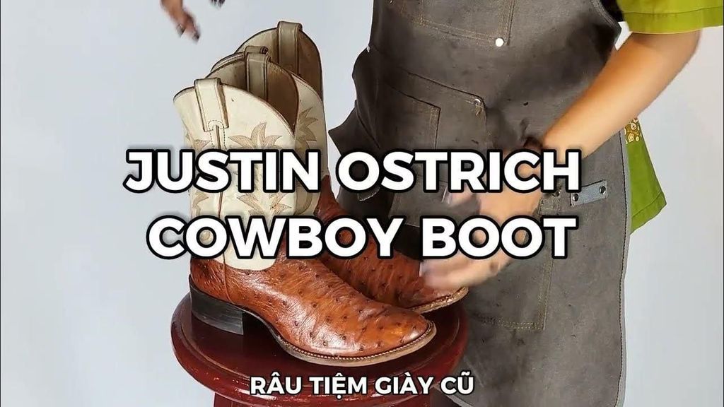 #07: JUSTIN OSTRICH COWBOY BOOT (Da đà điểu)
