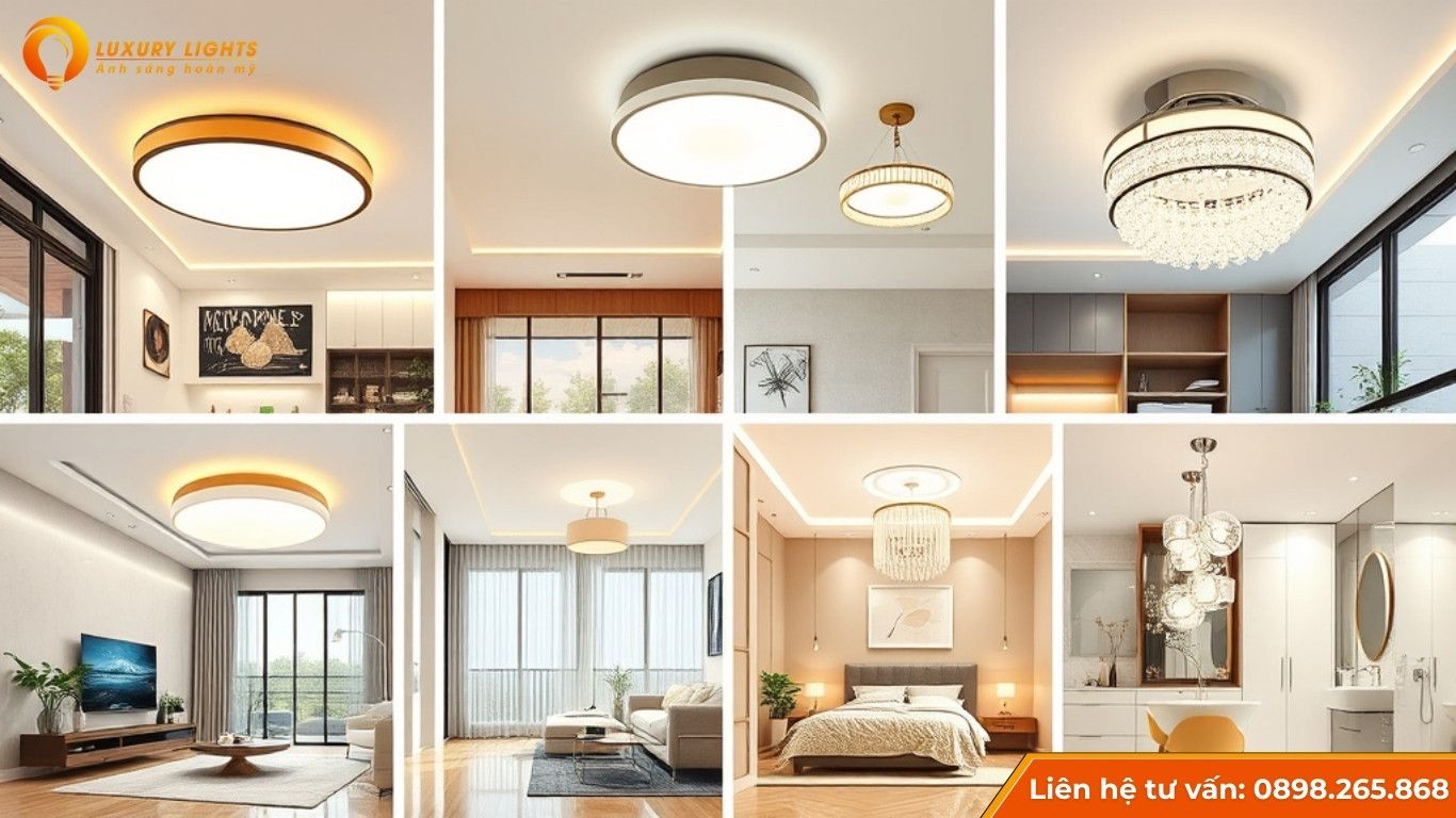 Đèn ốp trần cho từng phòng trong nhà
