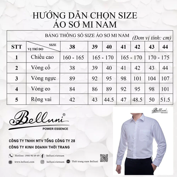 Cách chọn size áo sơ mi nam - Belluni