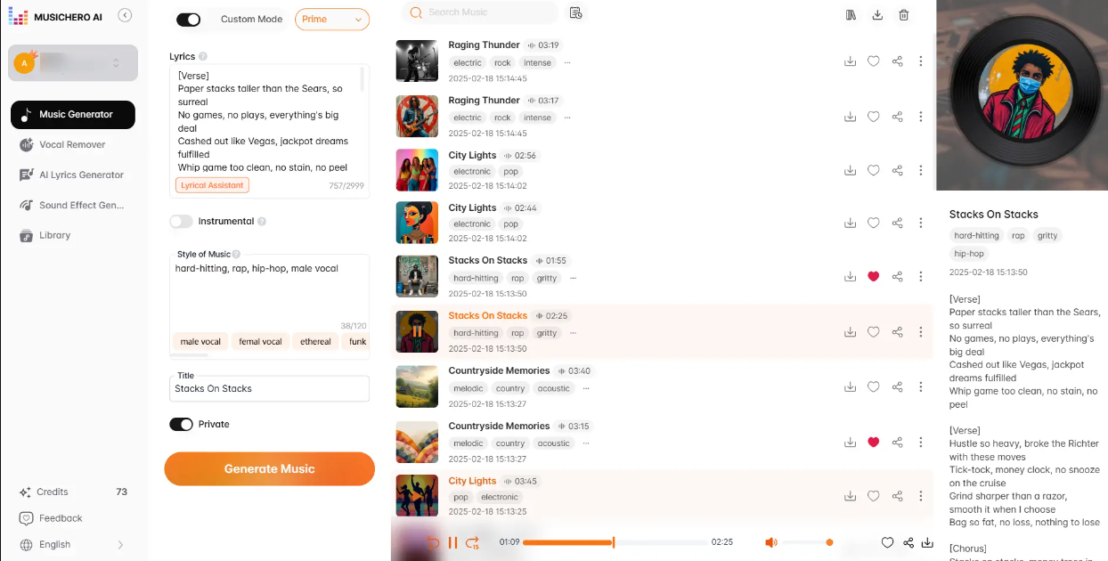 Tạo nhạc đơn giản với MusicHero.ai
