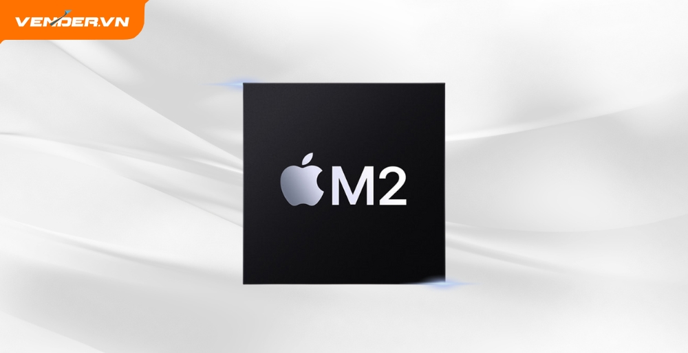 Chip Apple M2 với hiệu ứng tốc độ, tượng trưng cho hiệu năng mạnh mẽ và cải tiến vượt trội