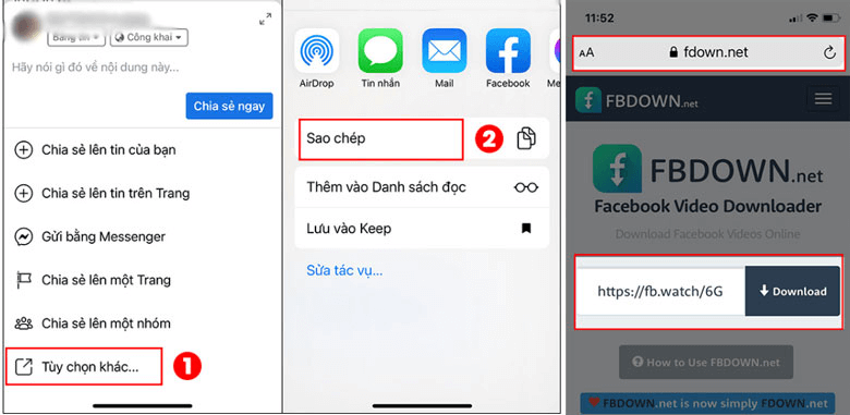 Tải video Facebook về điện thoại bằng fbdown.net
