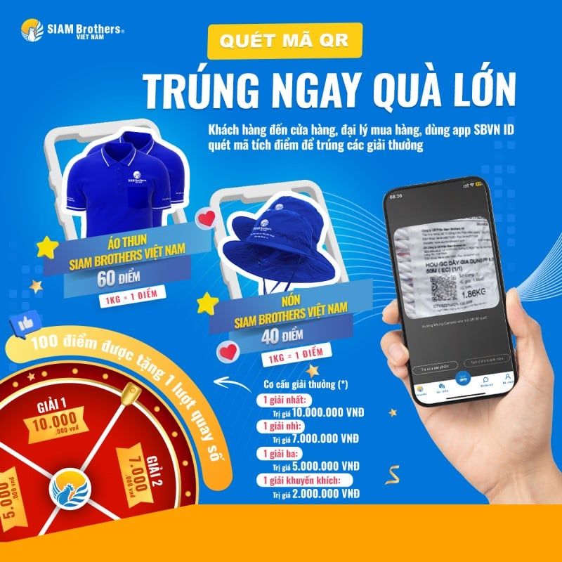 SIAM BROTHERS VIỆT NAM TƯNG BỪNG KHUYẾN MÃI “QUÉT MÃ QR - TRÚNG NGAY QUÀ LỚN”