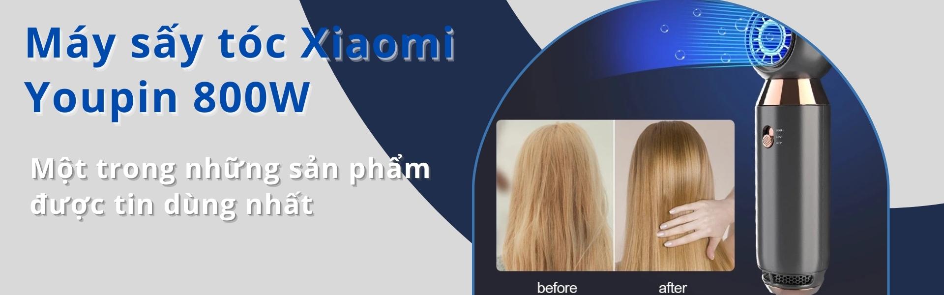 Máy sấy tóc Xiaomi Youpin 800W tạo ion âm với nhiệt độ không đổi giúp tạo kiểu tóc nhanh chuyên nghiệp