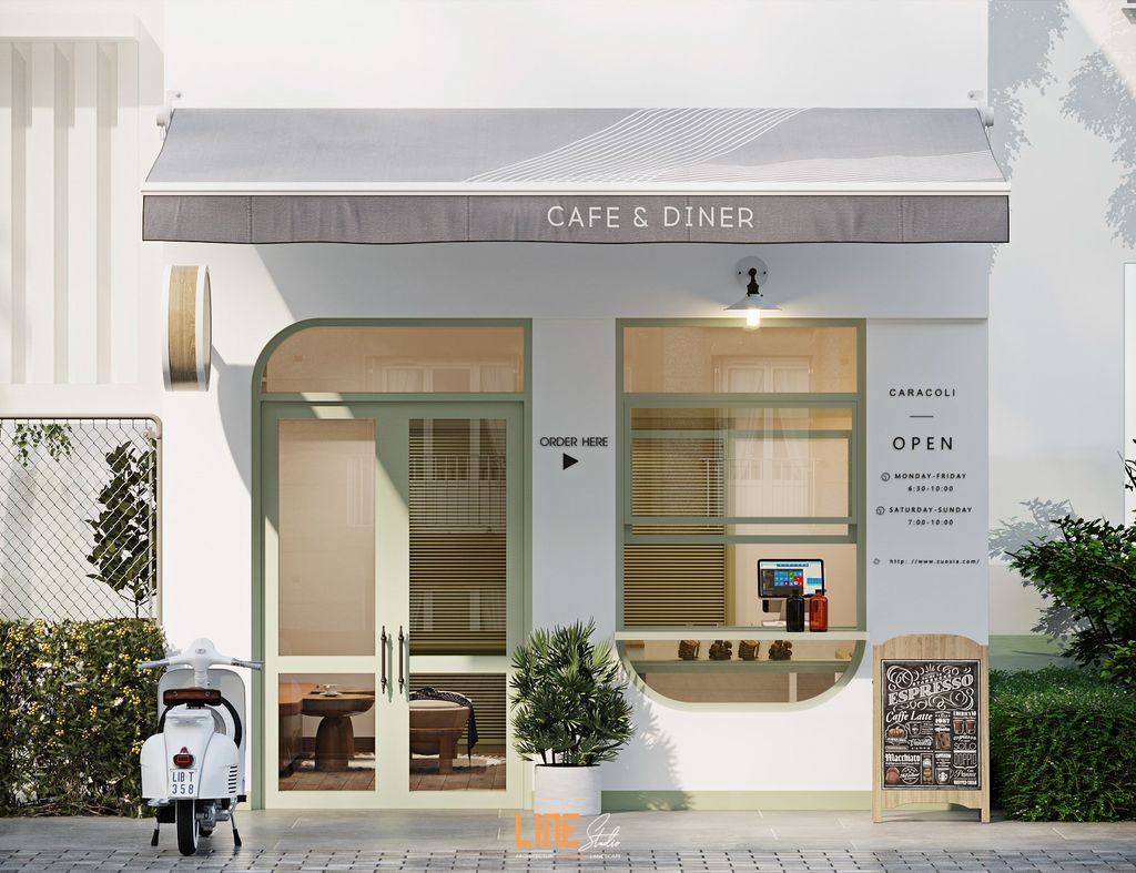 DỰ ÁN THIẾT KẾ VÀ THI CÔNG TIỆM CAFE NGAY GIỮA TRUNG TÂM THÀNH PHỐ
