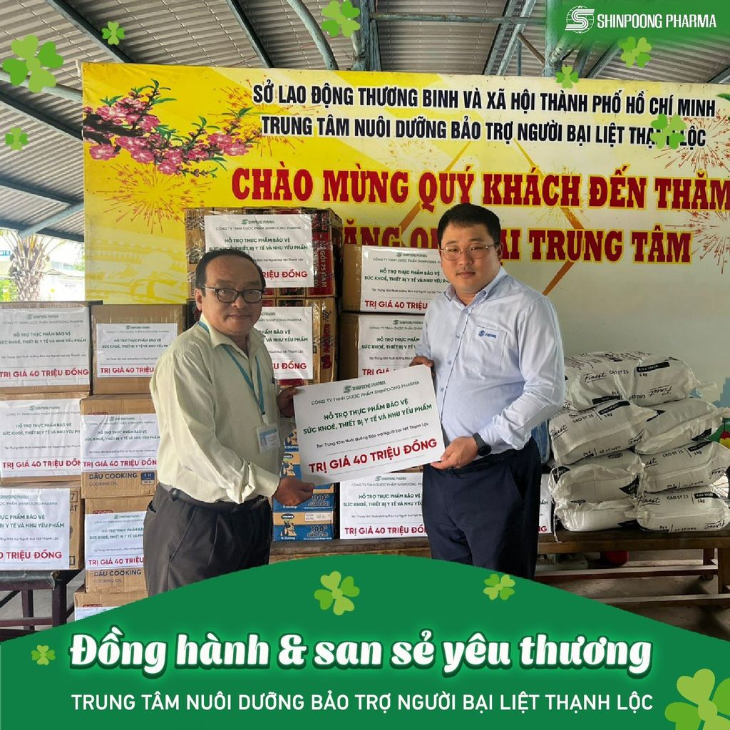 SHINPOONG PHARMA CÙNG ĐỒNG HÀNH & SAN SẺ YÊU THƯƠNG - NHÀ DƯỠNG LÃO VINH SƠN VÀ TRUNG TÂM BẢO TRỢ NGƯỜI BẠI LIỆT THẠNH LỘC