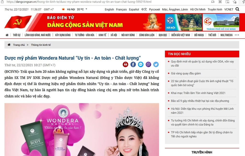 Dược mỹ phẩm Wondera Natural “Uy tín - An toàn - Chất lượng”