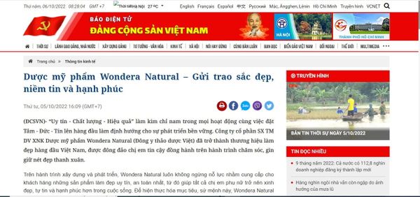 Dược mỹ phẩm Wondera Natural – Gửi trao sắc đẹp, niềm tin và hạnh phúc