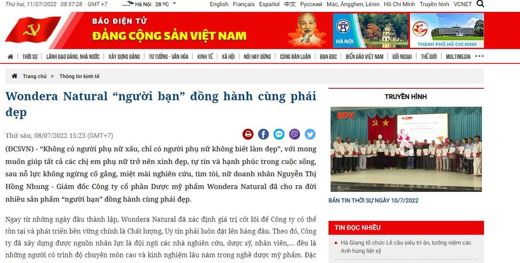 Wondera Natural “người bạn” đồng hành cùng phái đẹp