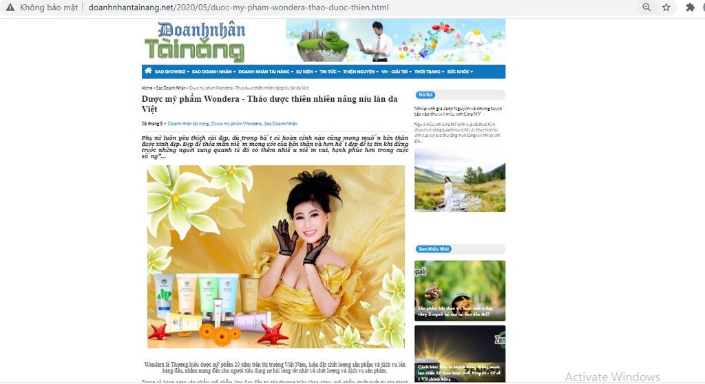 mỹ phẩm Wondera - Thảo dược thiên nhiên nâng niu làn da Việt- 08 tháng 5•Doanh nhân tài năng Dược mỹ phẩm Wondera Sao Doanh Nhân