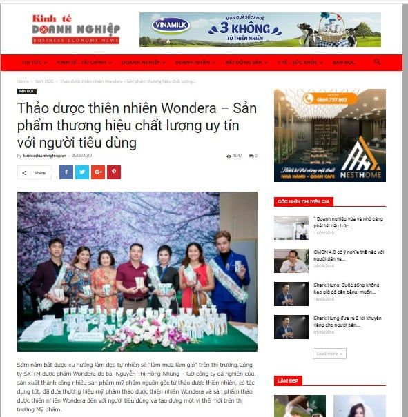 Thảo dược thiên nhiên Wondera – Sản phẩm thương hiệu chất lượng uy tín với người tiêu dùng - kinhtedoanhnghiep.vn
