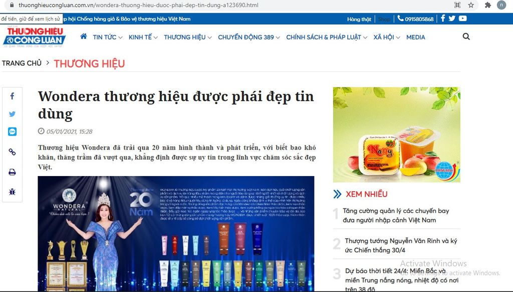 Wondera thương hiệu được phái đẹp tin dùng - 05/01/2021, 15:28