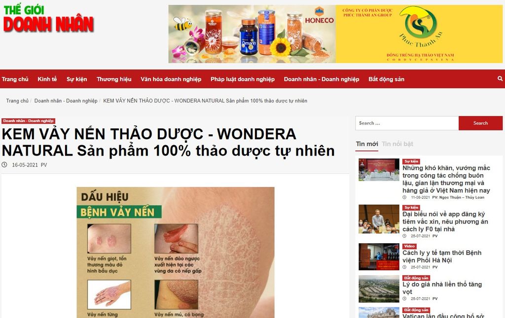 KEM VẢY NẾN THẢO DƯỢC - WONDERA NATURAL Sản phẩm 100% thảo dược tự nhiên 16-05-2021 PV