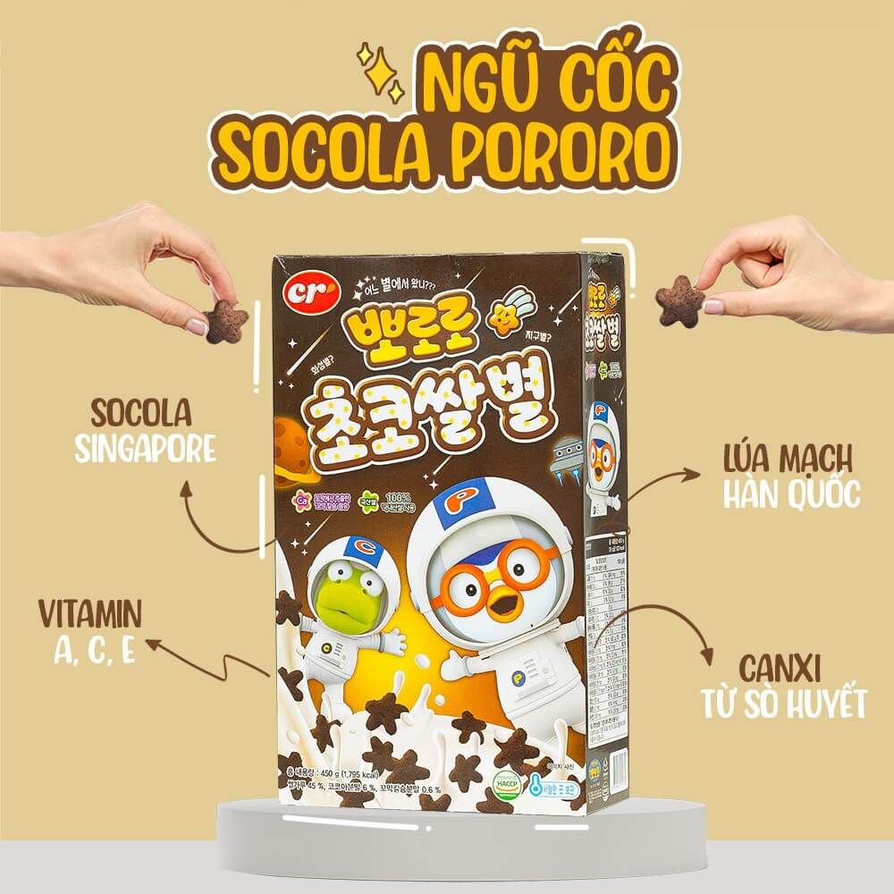 Ngũ cốc Socola Pororo Hàn Quốc dinh dưỡng Hình sao 450ghộp