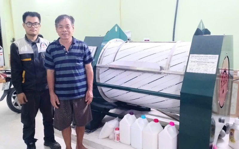 Máy giặt CN 50kg, bộ gia nhiệt giao tới Vân Dương, Bắc Ninh