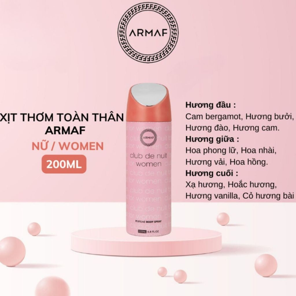 Xịt thơm toàn thân Armaf Club De Nuit Woman 200ml